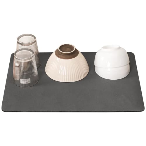 Absorbent Kitchen Mat, Soft Diatomaceous Earth, Quick-Drying, Dish Drying Mat with Absorbent Diatomaceous Earth Layer, Permeable PU Leather Surface, O