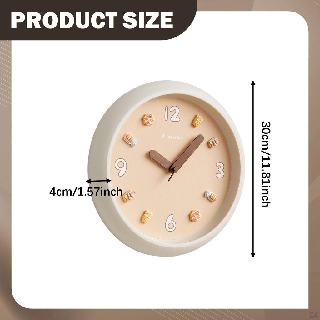 12''wall Clock Decorative Easy Read Modern Cute Compact Timepiece Wall Ornament for Farmhouse