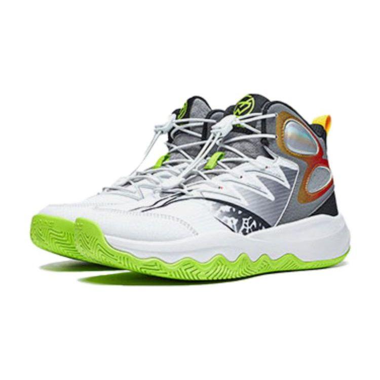 Li Ning Primary 3.0 V2 Night Glow Basketball Shoes Kids sneaker Standard-White Gravel-Grey Black YKBT074-5