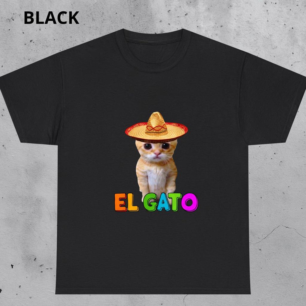 El Gato Meme Shirt and kids tshirt, Mexican Cat Sombrero Tee, Funny Latino Kitten Humor T-Shirt and kids tshirt