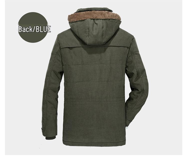 Men's Mid-Length Winter Cotton Jacket - Thick, Velvet-Lined, Windproof, Warm Coat for Casual Wear, Suitable for Young and Middle-Aged Men.
