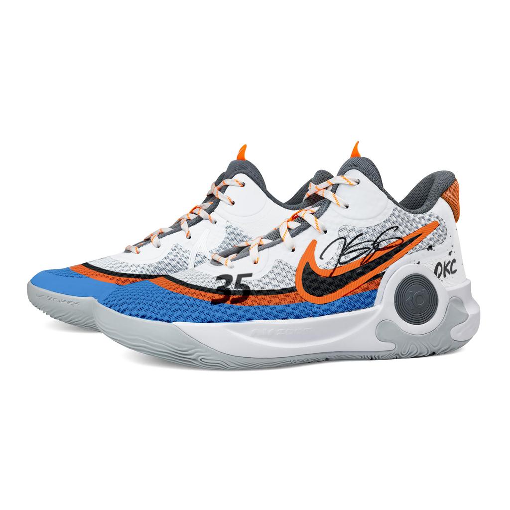 Nike KD Trey 5 IX Thunderous And Vast Cushioning, Wear Resistant Mid top Basketball Shoes Unisex Gray Blue Orange CW3402-011(Team529-)