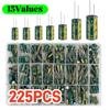 225Pcs/Box Capacitor Kit Aluminum Electrolytic Capacitors Set 15Values 16V-50V 1uF-470uF Assorted Kit Storage Low ESR