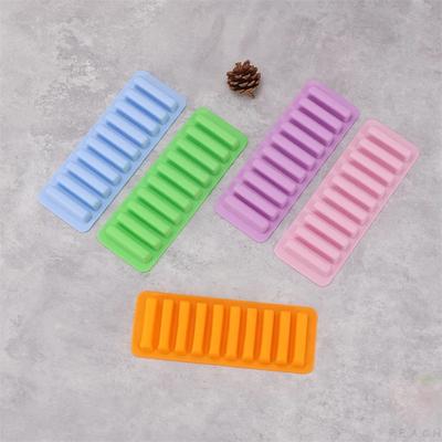 10 Grids Long Strip Shape Silicone Ice Cube Mould Non-Stick Stick Shape Ice Tray DIY Biscuit Baking Mould Jelly Chocolate Mold