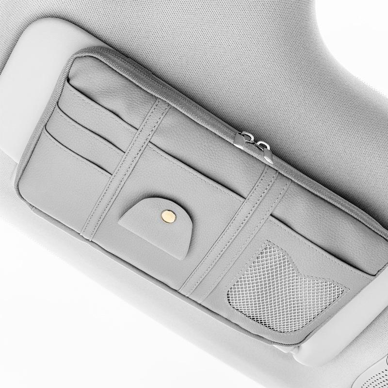 Car Sunshade Storage Clip Leather Glasses Storage Card Bag for Lancer ASX Outlander Pajero Evolution Car Accessories
