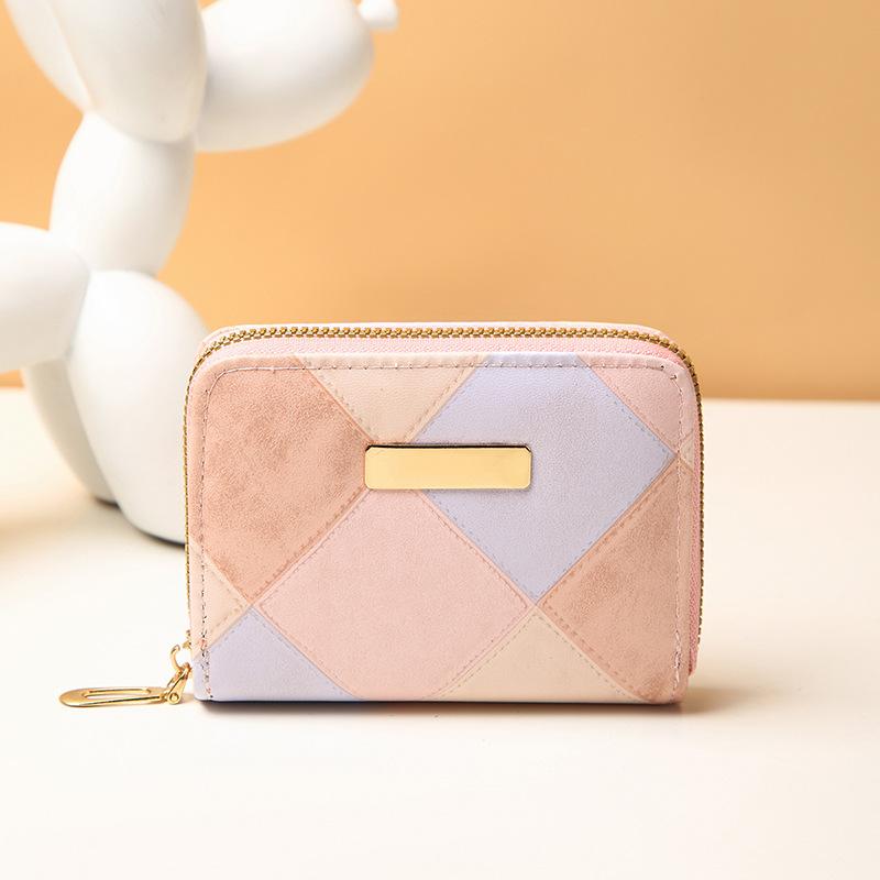 Splicing embroidered short change bag, new sequined decoration, fresh and sweet clutch bag, wallet, one piece.