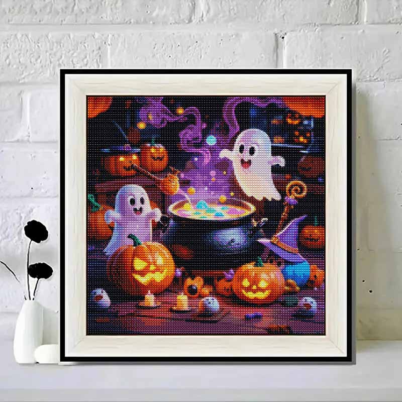DIY Diamond Art Painting Kit Halloween Ghost Pumpkin Pattern Full Drill Canvas Creative Handmade Craft Gift for Adults Home Decor