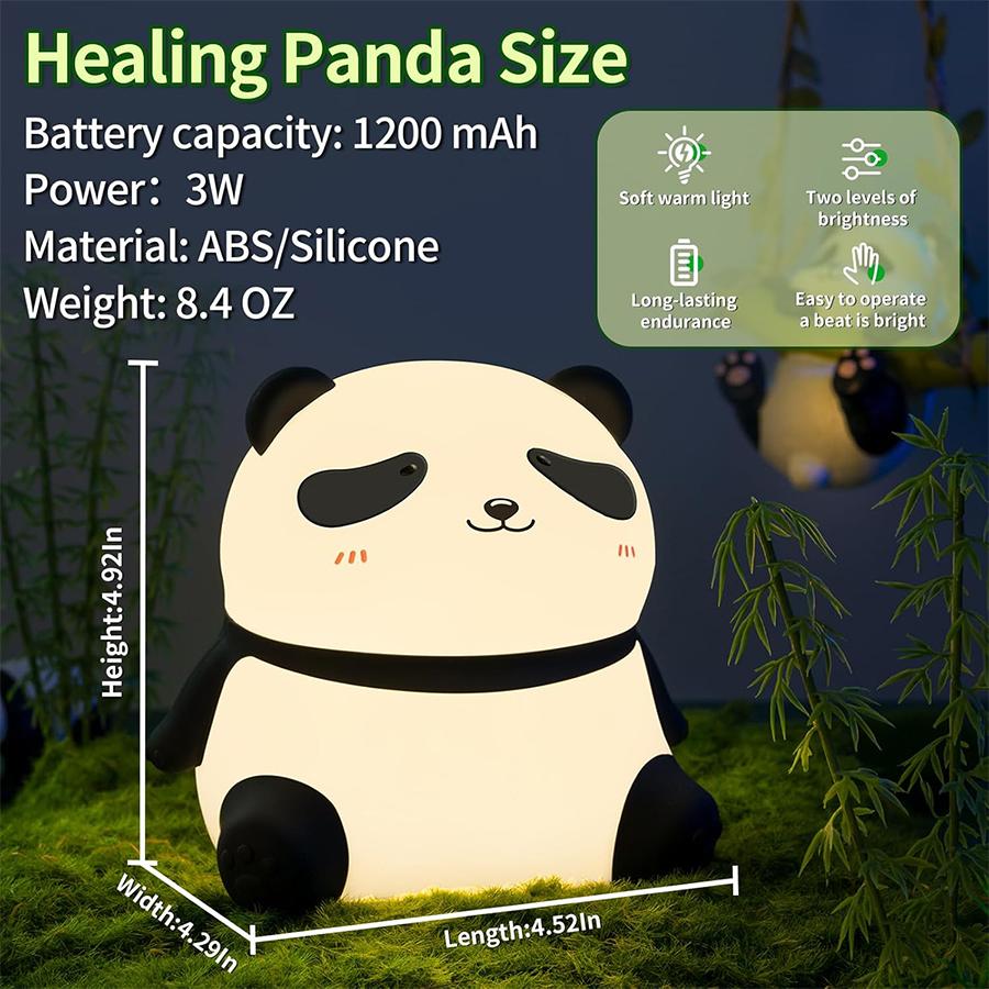 Panda Silicone USB Night Light - Touch Control Lamp with Phone Stand for Bedroom, Kids Room & Nursery Gift
