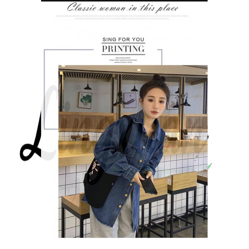 

Autumn/Winter Oversized Korean Denim Jacket Shirt Small синий