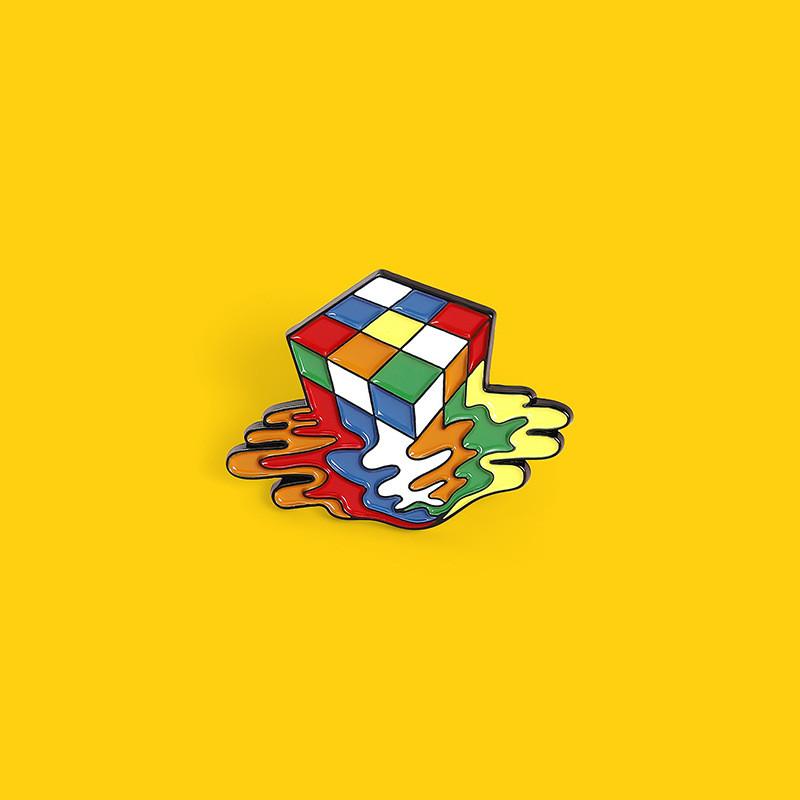 Creative Fashionable Cartoon Cube Brooches Vibrant Colorful Pins For Individual Style