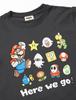 Mario HERE WE Black [Super Mario] T-shirt, Goods, Character, Kids, GO, Yoshi, Luigi, Children's Clothing,