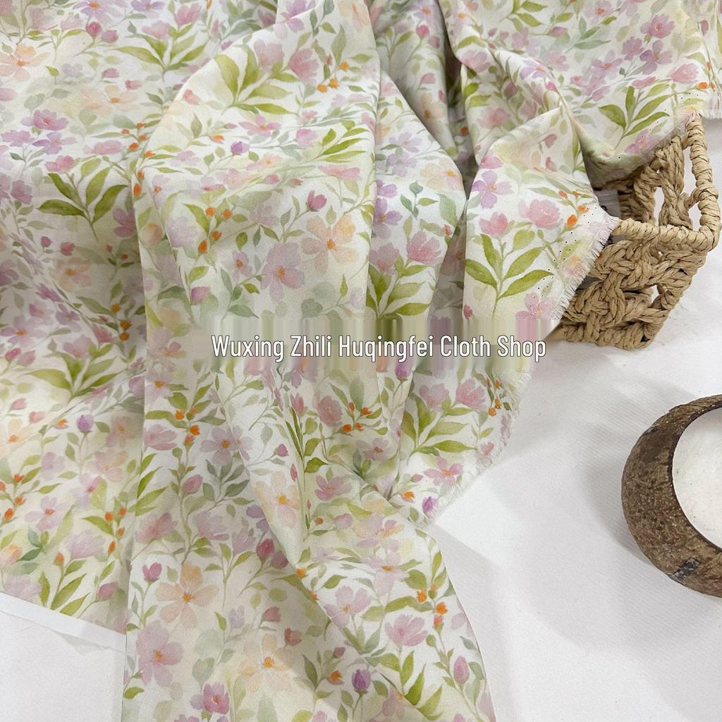 100% Cotton 60 Count Digital Print Korean Style Floral Fabric for Women's and Children's Dresses, Homewear, Tablecloths, and Bags