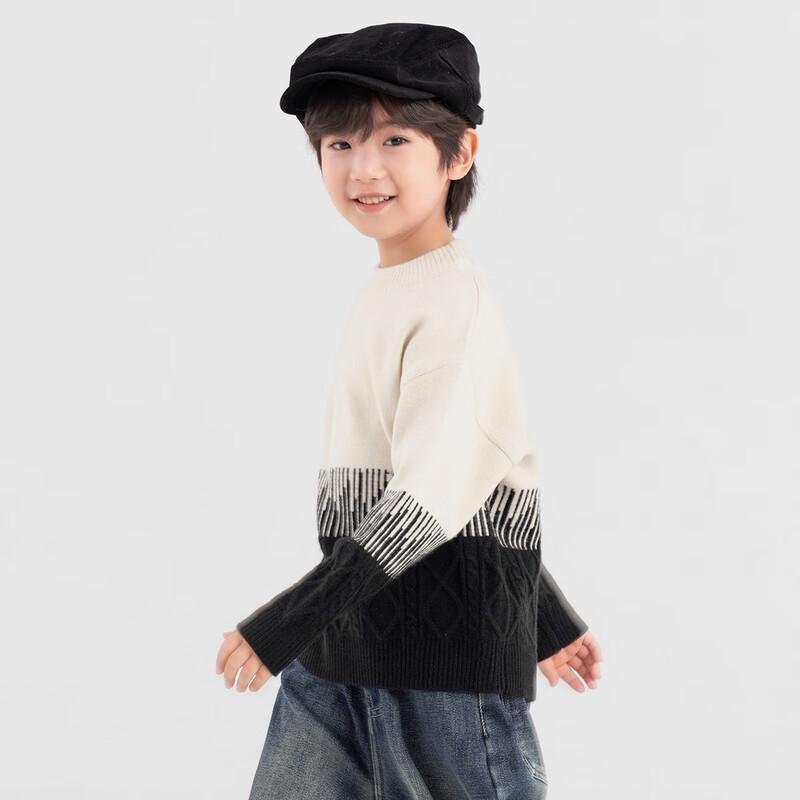 Boys Colorblock Round Neck Knit Sweater 120