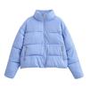 Womens Winter Stand Collar Long Sleeve Striped Cotton Blend Jacket Casual Streetwear Outerwear