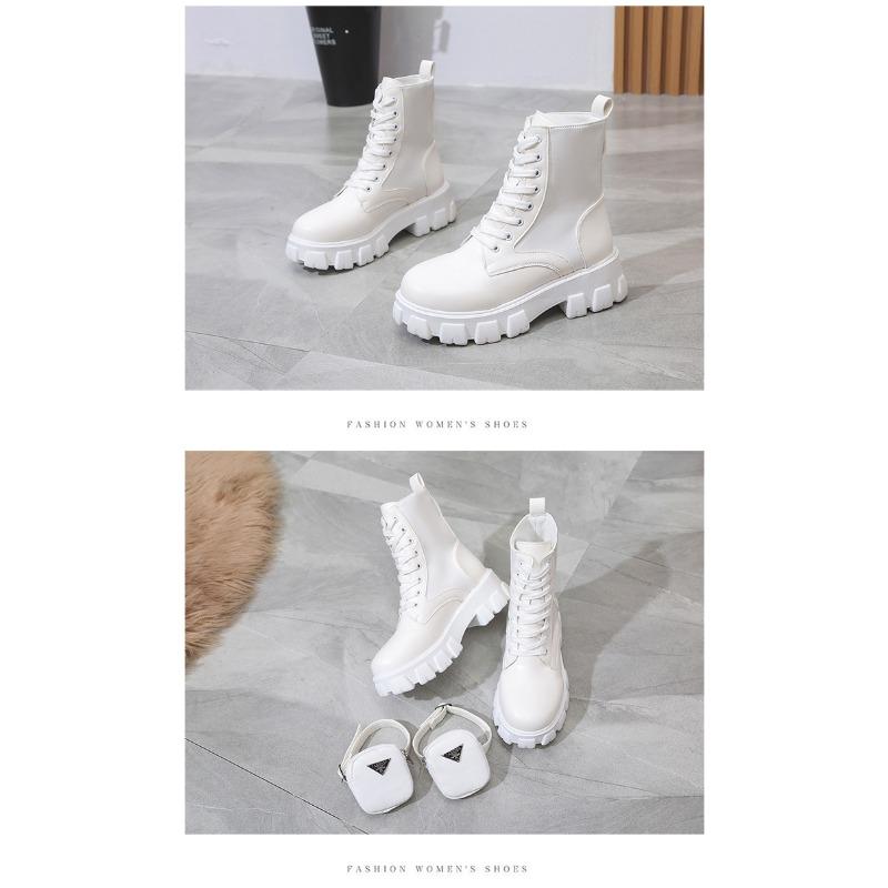 Fall New Plus Size Women's Pocket Biker Boots Women's British Style Platform Lace-up Short Knight Martin Boots