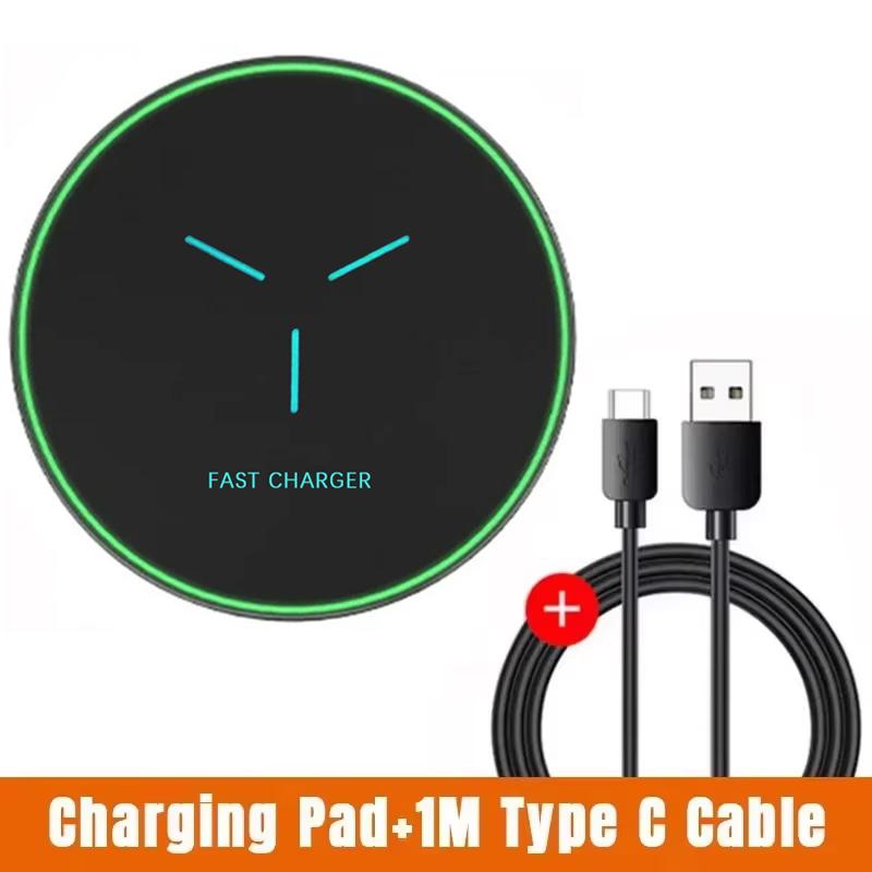Wireless Charger Pad LED Light Fast Wireless Charging Induction Phone Holder For iPhone 17 16 15 14 13 12 Pro Max Samsung Xiaomi
