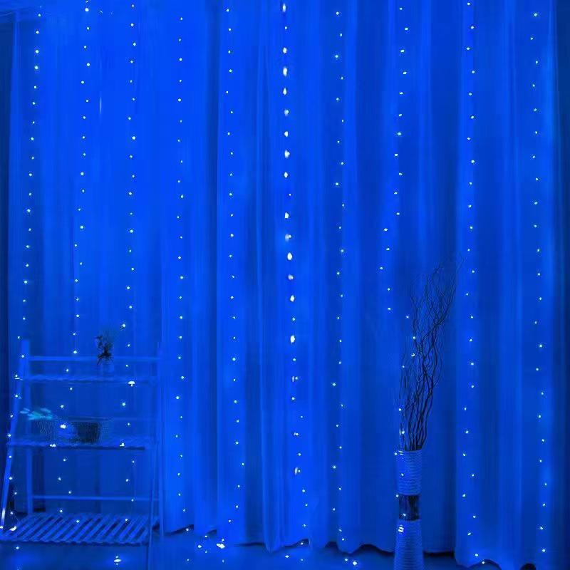 LED Copper Wire Curtain Lights with Remote Control - Christmas Decoration Star Fairy String Lights