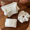 French Lace Makeup Bag, White Zippered Cosmetic Pouch W/ Lipstick Headphone Storage, Elegant Organizer Gift Her 2 Sizes