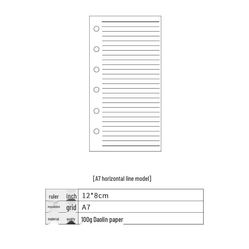 A6 6-Hole Notebook Refill: Blank, Grid, Lined Pages for Student Diaries