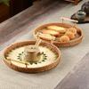 Rattan Woven Colorful Shell Serving Tray