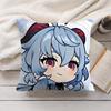 Ganyu Cute Genshin Impact Cushion Cover Silky Short Plush Invisible Zipper Dustproof Sofa Pillow Case For Home Decor