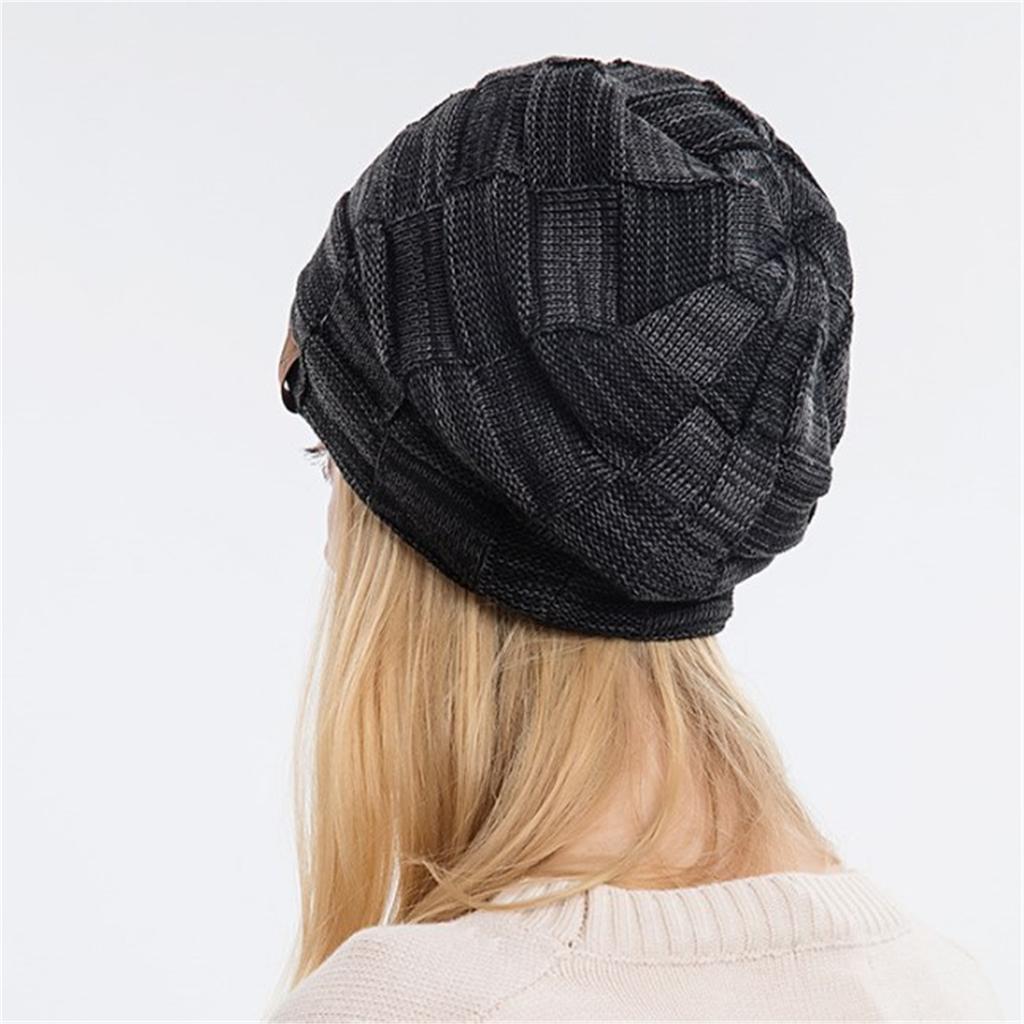Adult Unisex Thicken Plush Liner Hat Winter Student Outdoor Cycling Skiing Climbing Hat Checkered Pattern Keep Warm Hat