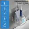 1pc Transparent Wall-Mounted Toothbrush Holder (with Divided Compartments & Drainage Design) Bathroom Space-Saving Storage Accessory