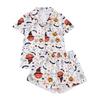 Halloween Women Pajamas Set Ghost Pumpkin Print Short Sleeve Button Down Shirts And Shorts Sleepwear Set 2 Piece Loungewear Pjs Short Set
