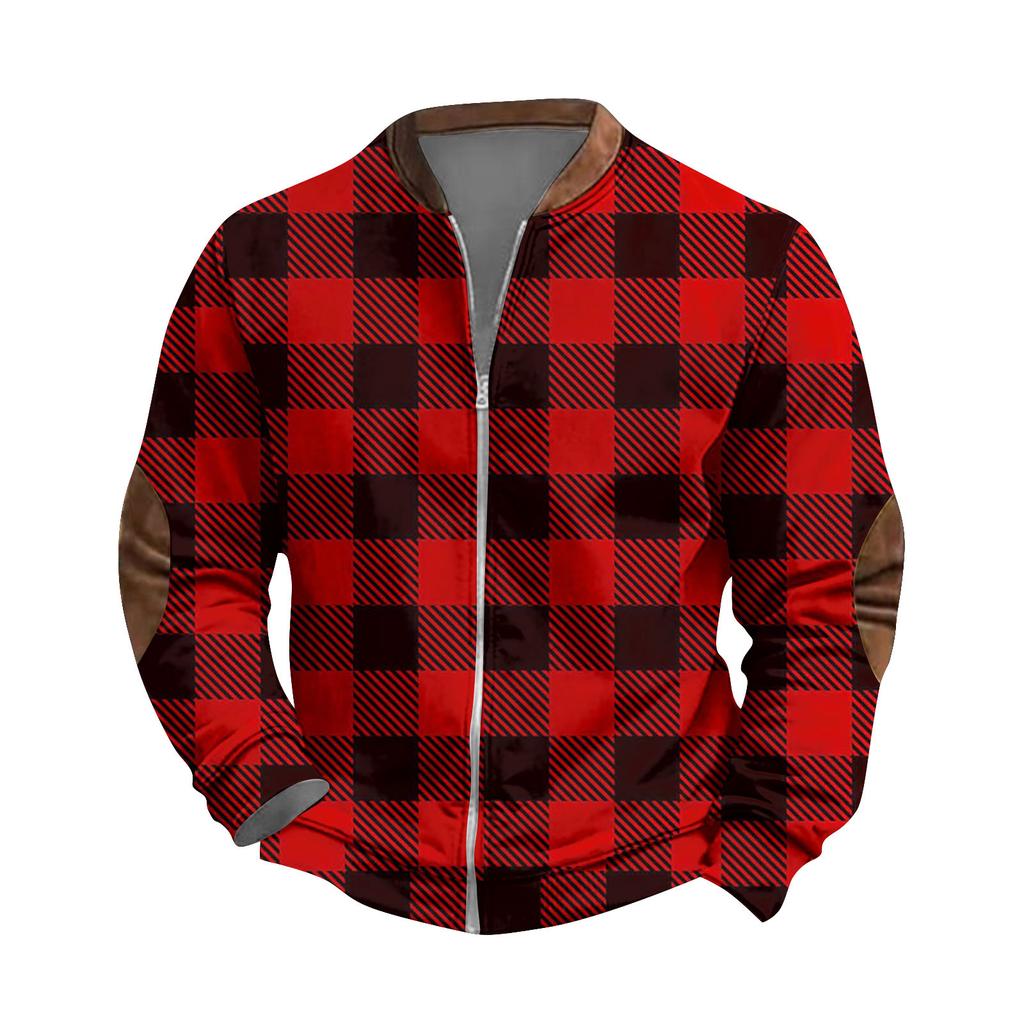 Men'S Retro Casual Sportswear With Open Zipper Sweatshirt Jacket