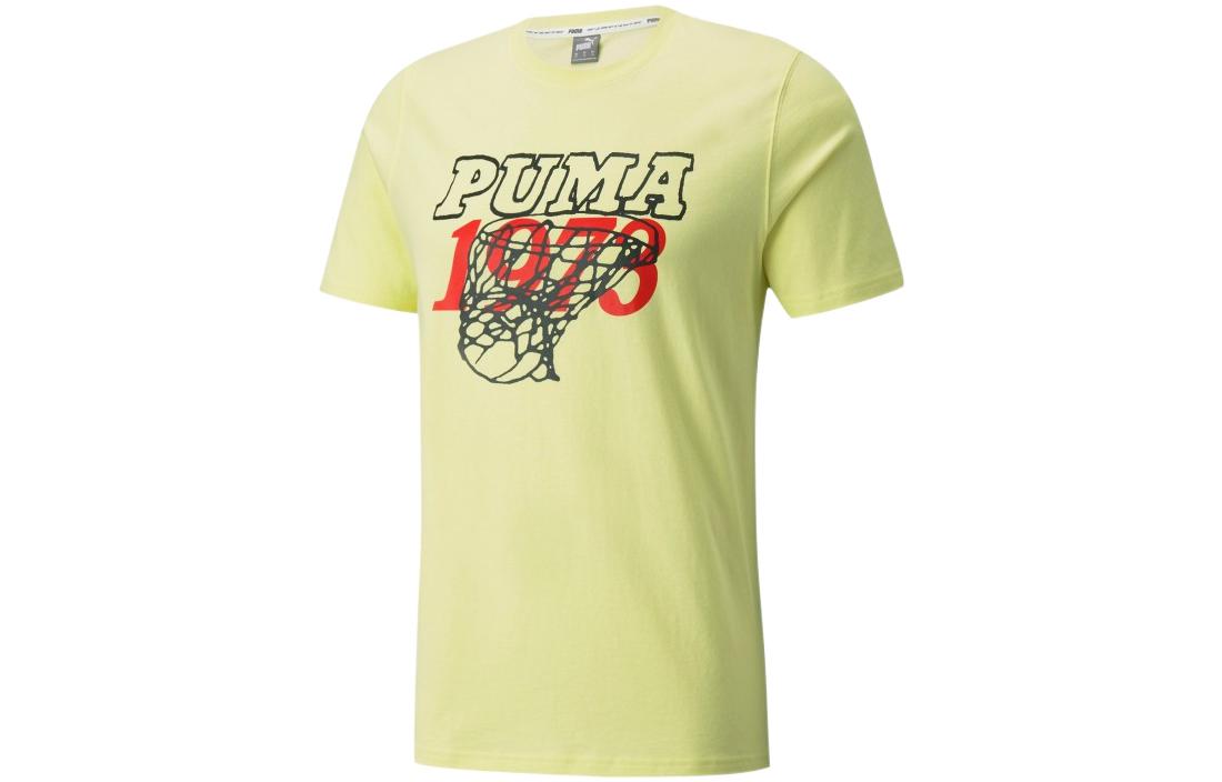 PUMA T Shirts Men s Light Yellow Crew Neck Moderate Straight Fit 532120-02 L