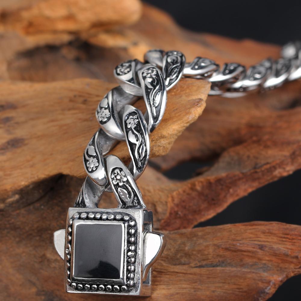 Steel Man Stainless Vintage 316l Bracelet For Men 15mm Width Curb Chain Bracelets Mens Birthday Jewelry Gifts For Dad Boyfriend