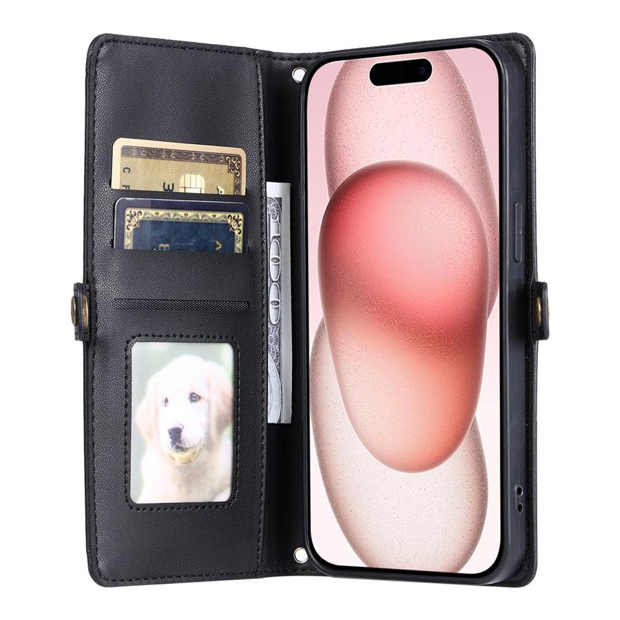 Cash Pocket + Card Slots + Photo Frame + Bracket Wallet Case for iPhone 17 16 15 14 13 12 11 Samsung S25 S24 S23 A56 A55 A35 Wristband Phone Cover