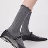 Autumn And Winter Wool Socks Women'S Japanese Retro Relief Curled Edge Medium Tube Stacking Socks Lace Cashmere Women'S Socks