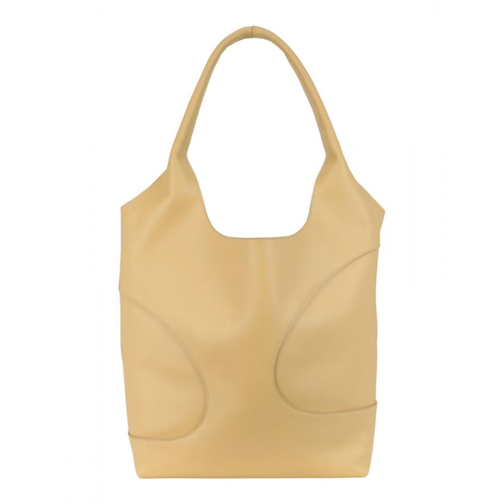 Salvatore Ferragamo Debossed Cut Out Hobo Bag Light Yellow