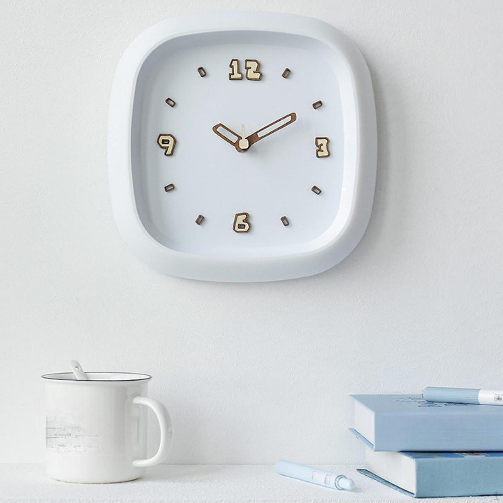 

25cm Wall Hanging Clock Decorative Clocks for Study Room Cafe Bar білий