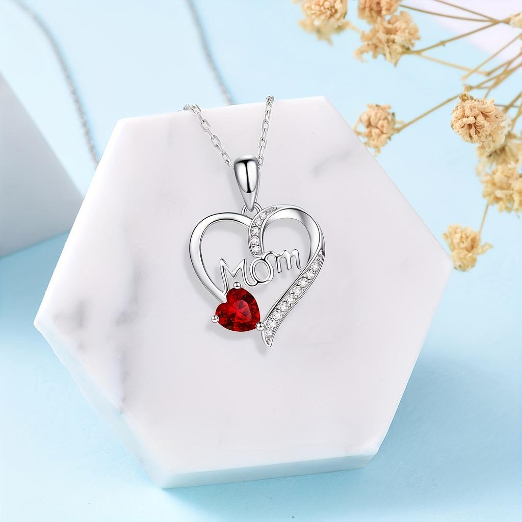Rhinestone Decor Heart-shaped Pendant Necklace,The Perfect Gift for Mom,Her: Valentine's Day, Anniversary,Birthday,Mother’s Day