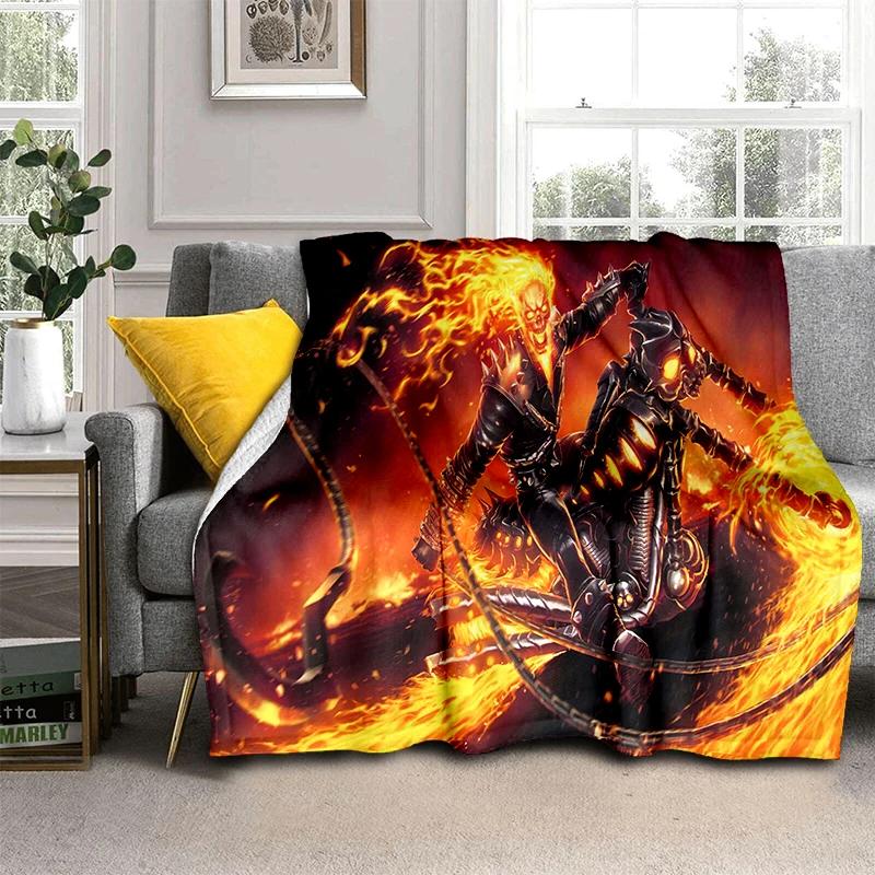 2026 New Marvel Horror Ghost Rider Cartoon Gift Soft Blanket,Soft Throw Blanket for Home Bedroom Bed Sofa Picnic Child Cover Kid