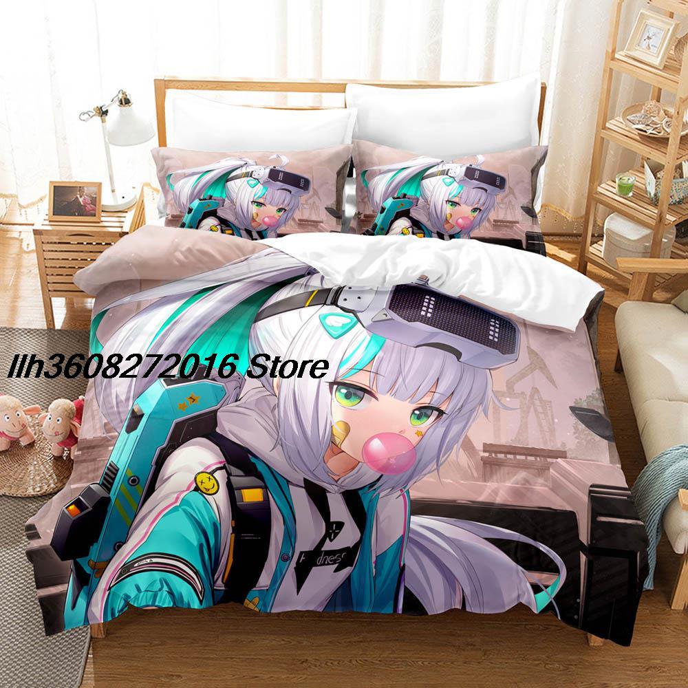Comforter Kawaii Nikke Bedding Set Single Twin Full Queen King Size Bed Set Aldult Kid Bedroom Three-Piece Suits 3D Anime Bed Sheet S