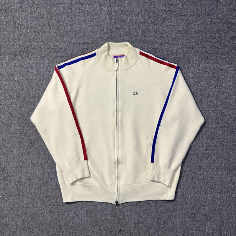 Street Style Embroidered Letter Zip-Up Sweater Loose Fit Teens Casual Wear