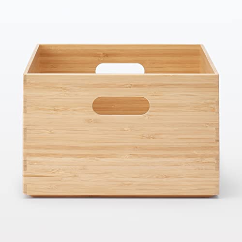 MUJI Stapelbare rechteckige Bambus-Aufbewahrungsbox, Mittel, 37 cm B x 26 cm T x 16,5 cm H, Produktnummer 12047308, Geeignet für die Aufbewahrung von Kleidung