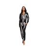 2024 Halloween Cross-Border Amazon New Hooded Skeleton Print Long-Sleeve Long-Pants Jumpsuit Sweatshirt for Women