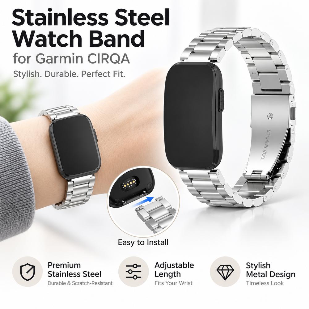 Replacement Band Loop Bracelet Metal Wristband for Garmin CIRQA Smart Band Accessories