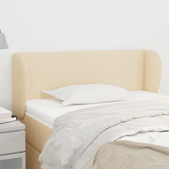 Tête de lit - Avec oreilles - Crème - Tissu durable et respirant - Hauteur réglable