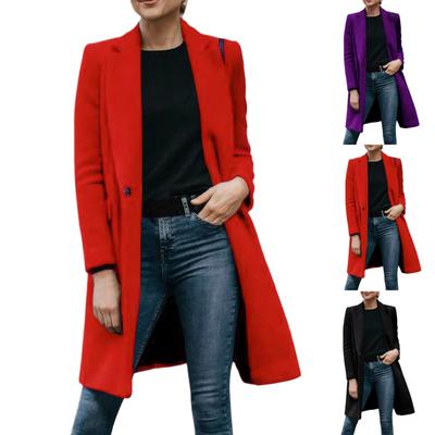 Women's Autumn And Winter Long Hidden Button Woolen Coat