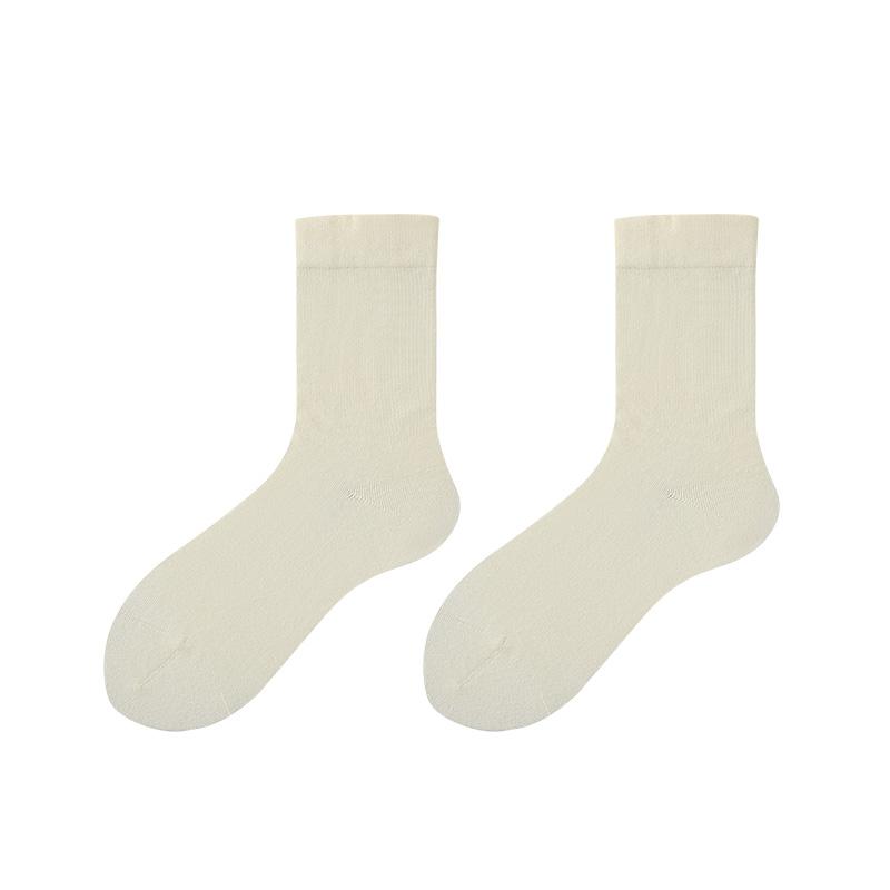 Customized Socks for Women, Summer Sweat-absorbing Pile Socks, Loose Cotton Socks, Crocs, White Boneless Postpartum Socks with Small Leather Shoes