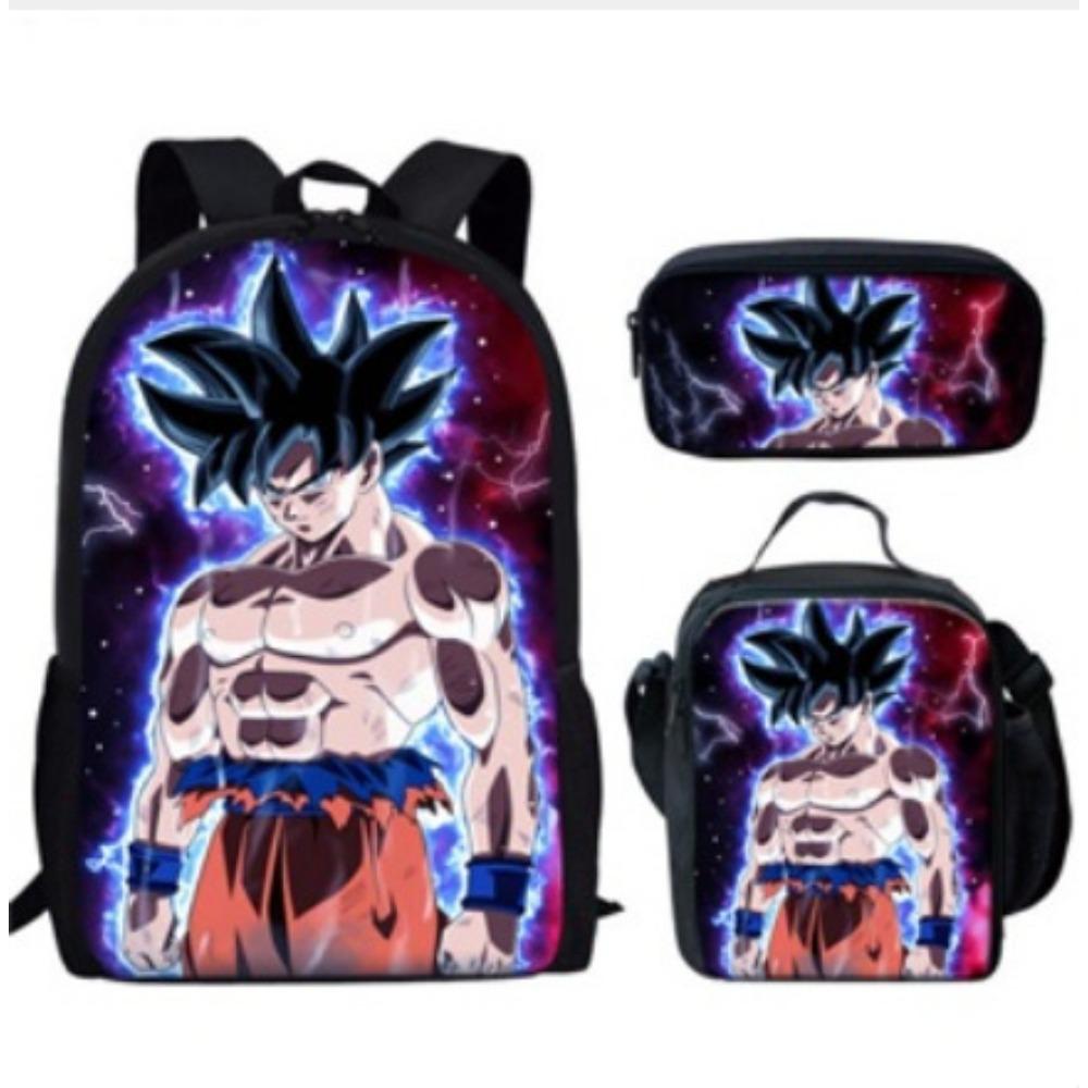 Dragon Ball Backpack Cross-border Trend Backpack Retro School Bag Dragon Ball Cartoon Three-piece Set