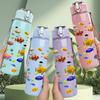 1PC Repeating Tropical Fish Seamless Print 750ml Color Plastic Sports Water Bottle Leakproof Flip Straw Lid Suitable for Sports Office Home Use