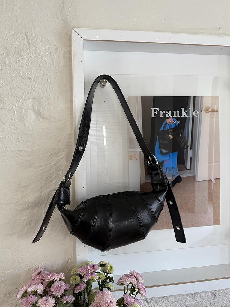 Retro Szeroki Pasek Damska Torba Pod Pachę Skóra PU Damskie Hobo Torby na Ramię Jednolity Kolor Croissant Torba na Ramię Jesień Zima