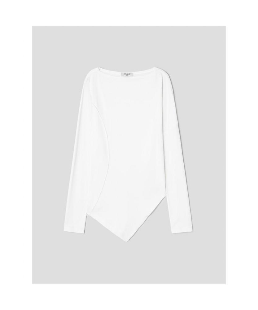 Anggae Asymmetrical Drape T-Shirt White