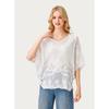 DIMANAF 2026 New Summer Basic Shirt Women Lace O-Neck Blouse Tops Tees Loose White Short Tees